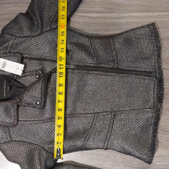 Banana Republic Metallic Gunmetal Tweed Jacquard Blazer Jacket 0 small - Picture 10 of 14